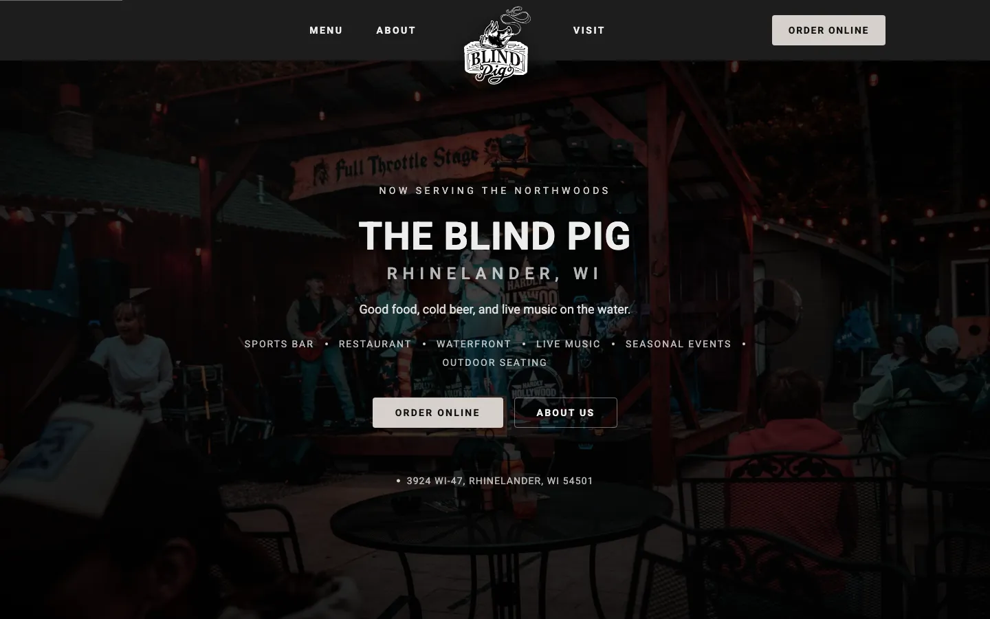Homepage of the The Blind Pig website