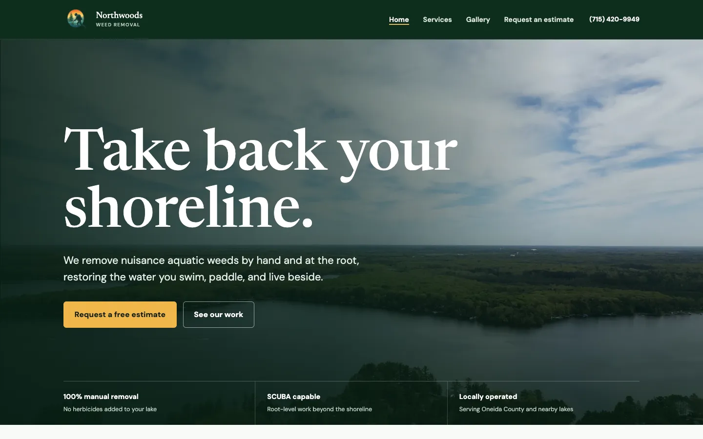 Homepage of the Northwoods Weed Removal website