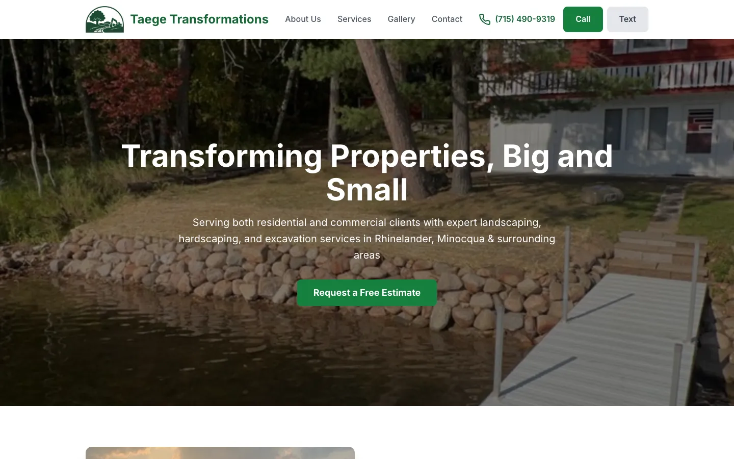 Homepage of the Taege Transformations website